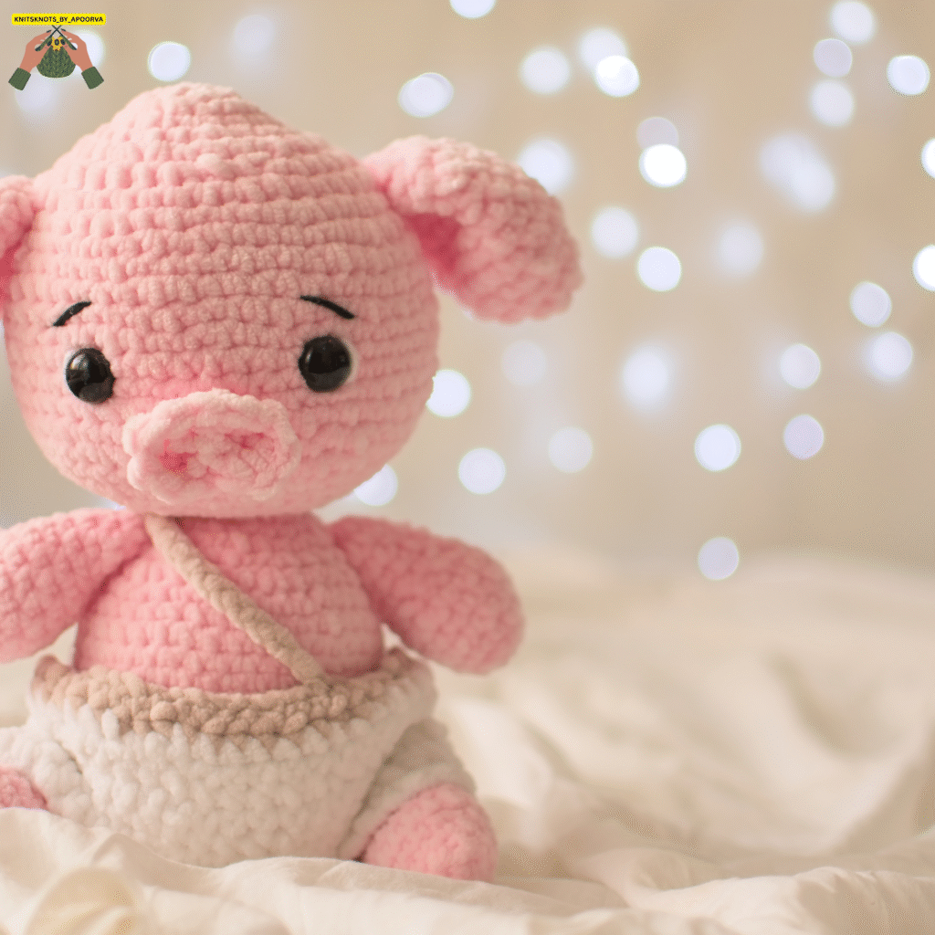 "Handmade crochet plushie by Knits & Knots by Apoorva – decorative crochet design"