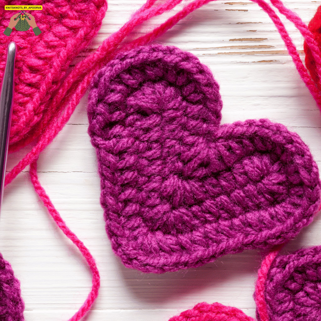"Handmade crochet heart by Knits & Knots by Apoorva – decorative crochet design"